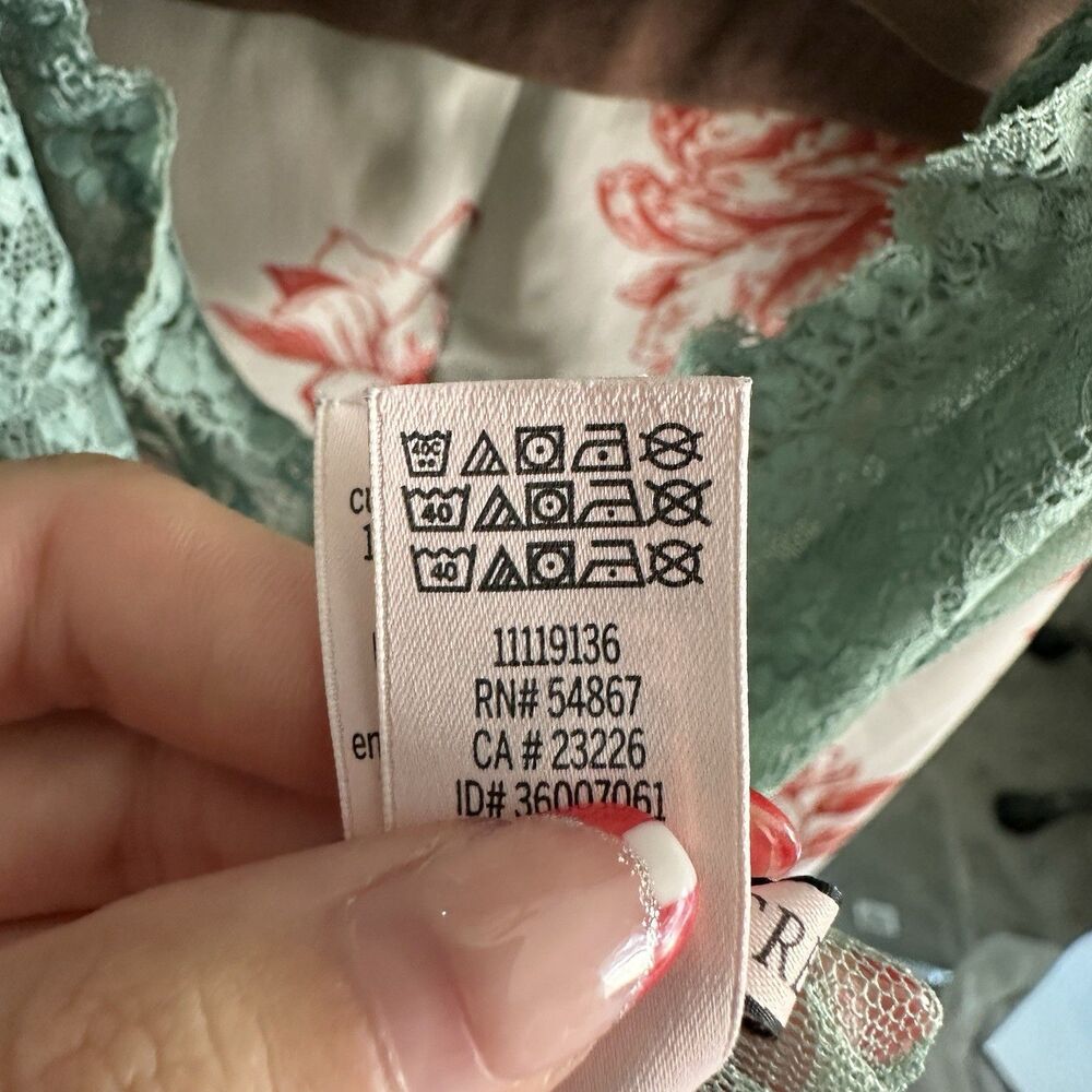 Victoria's Secret Babydoll Chemise Green Lace Mesh Lingerie Nightgown Sleepwear - Picture 12 of 13